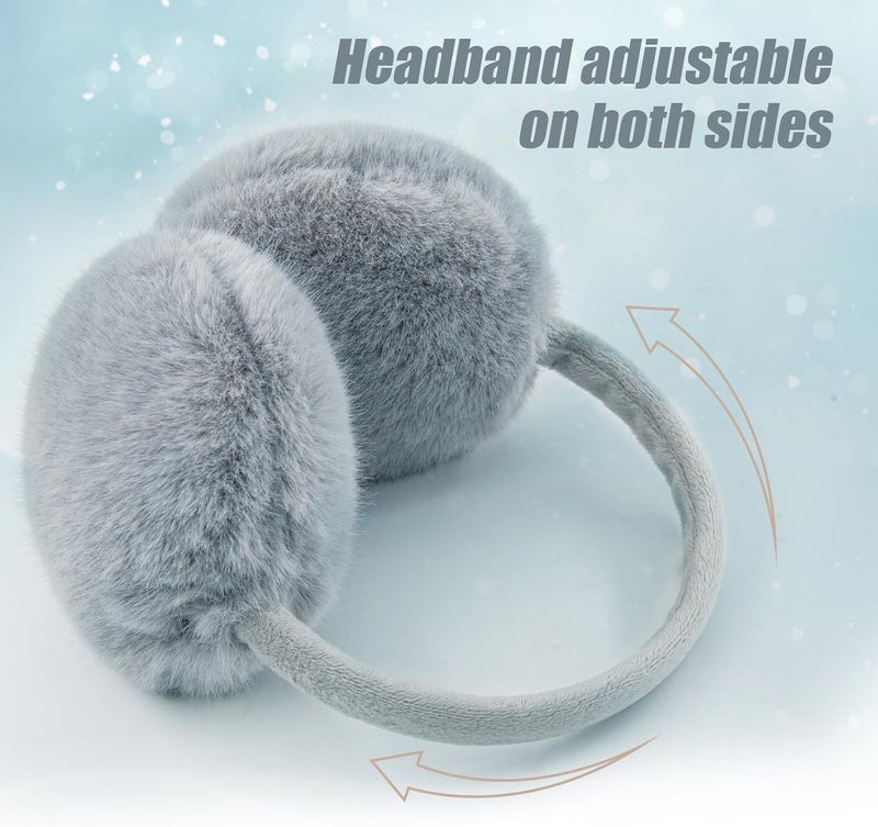 YATANAM Ear Muffs for Women Faux Fur Winter Girls Earmuffs Fluffy Adjustable Ear Warmers Cute Ear Covers - Image 2